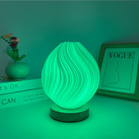 Romantique 3D impression fleur bourgeon lampe de bureau Base en bois massif LED avec télécommande Art atmosphère lampe chambre Bar décor veilleuse