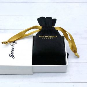 Small Black Velvet <b>Drawstring</b> Jewelry <b>Pouch</b> Luxury Custom Gift Packing <b>Pouches</b> - Product Image 5
