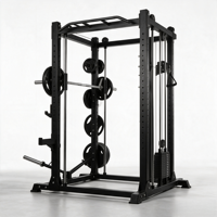 Rack de squat mural pliable avec rangement de barres intégré, machine Smith commerciale peu encombrante avec plaques de poids et machine Smith