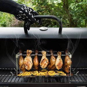 <b>BBQ</b> Stainless Steel Folding Chicken Leg Rack 14 Cassette <b>Tray</b> Roast Chicken Rack Camping Outdoor Heat Resistant Easily Box - Product Image 2