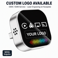 Adaptateur CarPlay LED argenté 4 en 1, sans fil, Android Auto, AirPlay, Mirror Link, dongle USB-C avec lumière ambiante colorée