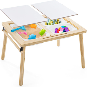 Table multifonctionnelle pour enfants en bois, <span class=keywords><strong>tables</strong></span> sensorielles avec 3 bacs <span class=keywords><strong>de</strong></span> rangement pour le salon - Product Image 1