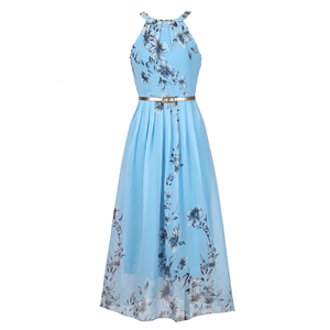 white christmas dresses V-Neck Sleeveless Beaded Belt Chiffon A-Line Evening Dress main image 1
