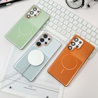 Coque de téléphone en PC avec placage métallique givré pour Samsung Galaxy S26 Ultra S23 S24 S25 FE, charge sans fil, magnétique, fine, coque arrière
