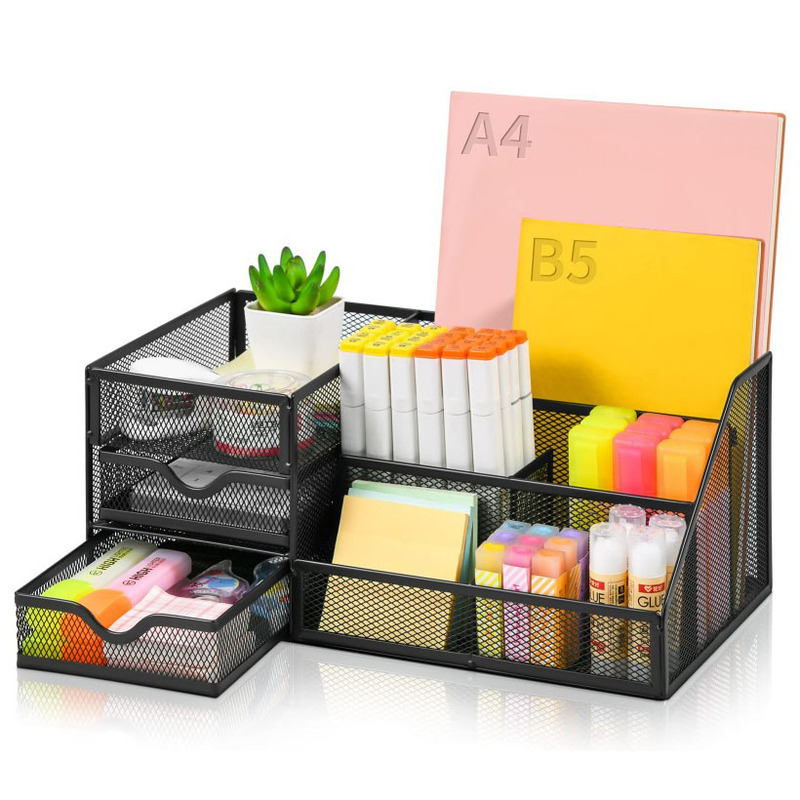 Multifunctional Mesh Desk Organizer with 6