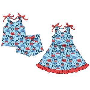 Preorder MOQ 5 Print Holiday Hat <b>Boots</b> Stars Kids 4th July Wholesale Sibling High Quality Toddler Boutique Children Clothes - Product Image 1