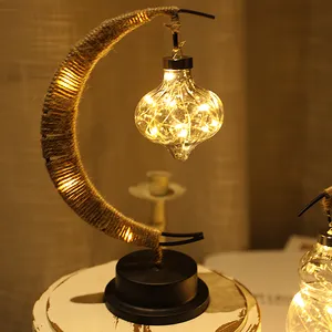 Lampe de table à DEL en fer noir au design moderne Veilleuse lunaire enchantée pour les souhaits et la décoration de la maison pour le salon