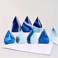 Fengshui naturel poli bleu Agate géode flamme cristal guérison Quartz bleu Sardonyx ornement pour la décoration de la maison