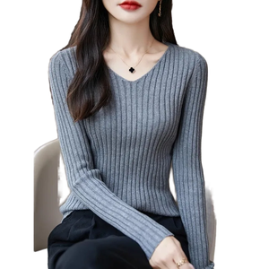 Nouveau <span class=keywords><strong>Pull</strong></span> Tricoté Respirant à Col V <span class=keywords><strong>Vintage</strong></span> pour <span class=keywords><strong>Femme</strong></span>, Manches Longues, Coupe Ample et Polyvalente, Idéal pour Superposer – Collection Automne Hiver 2026 - Product Image 1