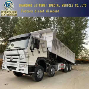 נמוך מחיר Sinotruck HOWO צמיגי 315 80 22.5 60ton hp 380 Euro2 375HP 4x4 8X4 משמש טיפר Dump משאית למכירה