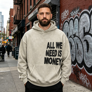 Sudadera con Capucha Extra Grande para Hombre, 100% Algodón, Lavado Ácido, Estilo Vintage, Hombros Caídos, con Estampado Personalizado - Product Image 3