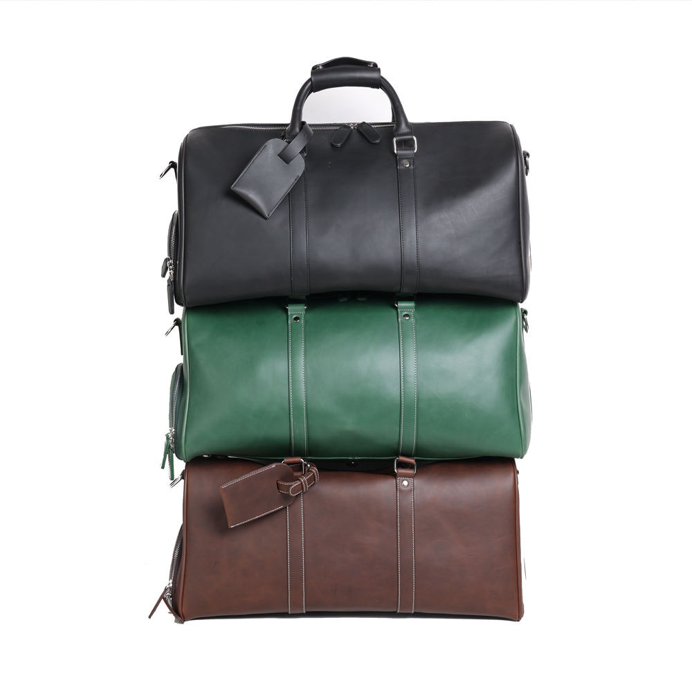 Fashion Custom Logo Genuine Leather Luxury Multifunctional Duffle Bag Luggage Gym Bag Large Capacity Portable Travel Baggage Bag