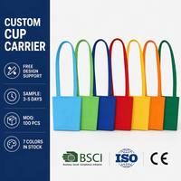 Porte-gobelet portable en tissu de coton avec logo personnalisé pour bouteille, tasse ou mug