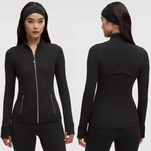 <span class=keywords><strong>Veste</strong></span> de yoga à col montant solide, respirante, en mélange de nylon et élasthanne, amincissante à la taille, haute élasticité, pour <span class=keywords><strong>femme</strong></span>, sport et <span class=keywords><strong>fitness</strong></span> - Product Image 1