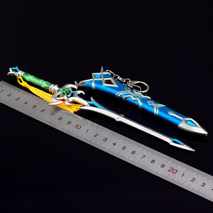 La légende de <span class=keywords><strong>Zelda</strong></span> Zora épée 22CM gainée entièrement en métal à collectionner décor de bureau épée porte-clés arme modèle enfants épée acier - Product Image 5