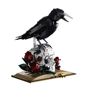 33138 Blocs de construction mécaniques en plastique foncé, Oiseau corbeau, <span class=keywords><strong>Livre</strong></span> squelette magique, Rose, à assembler soi-même, Ornements gothiques, Jouets, Transfrontalier - Product Image 5