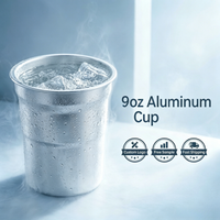 Vente en gros de tasses en aluminium personnalisées avec logo, 9 oz, avec couvercle, réutilisables, légères, empilables, mugs à bière en métal pour le camping, les voyages et les fêtes