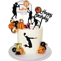 Lot de 25 décorations de gâteau d'anniversaire sur le thème du basketball : panier, trophée, baskets, joueur – Fournitures de fête