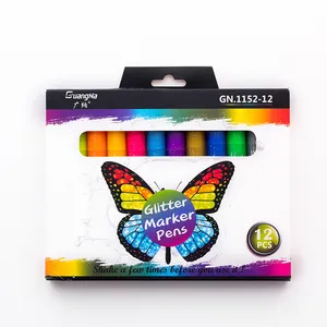 12 renk Su bazlı boya kalemi Akrilik mürekkep tıklayın Vana Eylem Glitter Işaretleyici