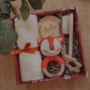 Hand-Crocheted Animal Rattle Toy Set - Baby Safe Teether &amp; Shaker Gift Box, Newborn Infant Toys Gift Set - Product Image 2