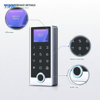 Dispositif de contrôle d'accès mural avec écran LCD, lecteur d'empreintes digitales, vérification par carte et code, clavier, boîtier IP68 pour entrées commerciales
