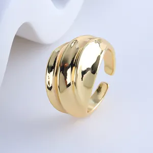 Bague Chunky en Argent Sterling S925 Réglable 18kGold Plaqué Bijoux de Mode