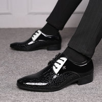 Chaussures Oxford en PU pour hommes, motif crocodile gaufré, à lacets, bout pointu, pour affaires, mariage, tenue de cérémonie, bureau, carrière, OEM