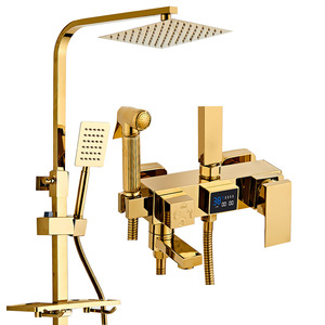Digital Display Thermostatic Shower Set Brass Valve Core Rain Shower Head With Handheld For Bathroom - Product Image 5