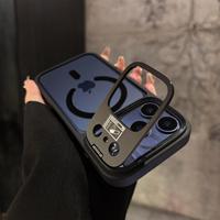 Étui de luxe transparent avec support magnétique pour objectif et recharge sans fil pour iPhone 18 17 16 15 14 13 12 11 Pro Max
