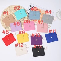 Porte-cartes et mini-portefeuille unisexe en cuir PU, fin et élégant, avec porte-clés ATM en métal, pour cartes d'identité et de crédit, idéal pour hommes et femmes d'affaires, tendance et populaire
