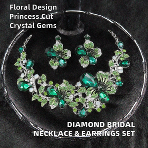 ชุดต่างหูคริสตัลเจ้าสาวประดับเพชรเต็มแผ่นชุบทองชุดของขวัญแต่งงานหรูหราหรืองานหมั้น - Product Image 6