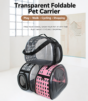 Sac de transport pliable transparent pour chats et petits chiens, sac de voyage respirant avec trous de ventilation, transporteur portable à main