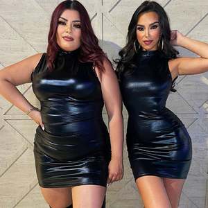 Mini <span class=keywords><strong>robe</strong></span> de soirée en <span class=keywords><strong>latex</strong></span> noir sexy sans bretelles tenue de club en cuir PU robes rouges soutien-gorge push up <span class=keywords><strong>robe</strong></span> de dame chaude - Product Image 3