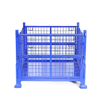 Conteneur de stockage pliable en métal de haute qualité pour entrepôt, cage empilable, boîte à palettes en acier pliable