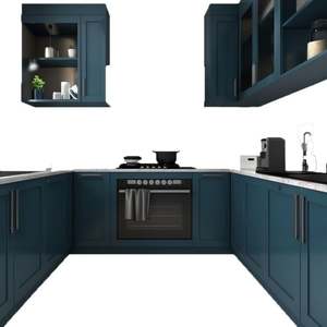 Gabinetes de Cocina Modernos SANTOPOVA en Azul Marino con Tiradores de Latón y Encimeras de Cuarzo - Product Image 5