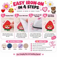 Patch brodé thermocollant et à coudre, motifs Kawaii variés (cœurs, étoiles, animaux) pour vente en gros