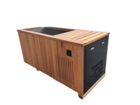 Baignoire de massage autoportante de luxe 56 pouces, blanche, moderne, chinoise, en bois écologique, forme rectangulaire, avec drain d'angle pour trempage et vidange