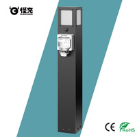 Poteau d'alimentation vertical RV avec capteur d'eau, lumière LED, en acier inoxydable, prise étanche IP66 10A pour extérieur, aménagement paysager, villa