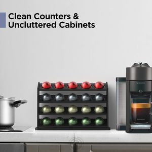 Support à dosettes <span class=keywords><strong>Nespresso</strong></span> <span class=keywords><strong>Vertuo</strong></span> moderne en bambou à 4 niveaux, capacité de 20 dosettes, étagère de <span class=keywords><strong>rangement</strong></span> facile à installer pour la cuisine - Product Image 4