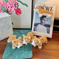Porte-clés en peluche chien Corgi, mini pendentif chiot doux et moelleux pour sac à dos