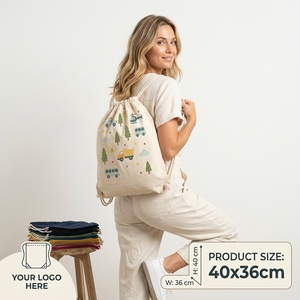 Sacchetti con Coulisse in Tela di Cotone Riciclabile all'Ingrosso, Personalizzabili, Stile Semplice, Unisex, per Scuola, <span class=keywords><strong>Zaino</strong></span>, Borsa da Palestra - Product Image 2
