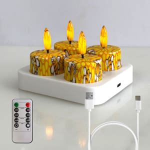 เทียนรูปผึ้งไฟ LED สีเหลืองควบคุมด้วยรีโมทมี4แพ็กสำหรับงานเลี้ยงในสวนขายส่งรังผึ้ง - Product Image 2