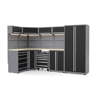 Conjunto de Gabinete de Herramientas de Acero Resistente con Cajones, Puertas Dobles y Carro de Herramientas de Alta Calidad para Uso en Talleres, Garajes y Fábricas