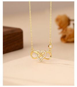 Collier en argent Sterling S925 avec pendentif cœur infini en Zircon scintillant, bijoux fins, cadeau pour femmes, pour occasions quotidiennes et de fête - Product Image 4