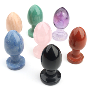 Vente en gros d'œufs de massage en cristal de quartz rose naturel, plug anal en cristal pour femmes - Product Image 5
