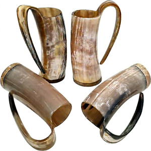 Tazas Artesanales de Cuerno de Buey Ecológicas con Temática Animal, Acabado Natural, Estilo Vintage, Reutilizables, para Cerveza, Uso en Fiestas, Sólidas - Product Image 1