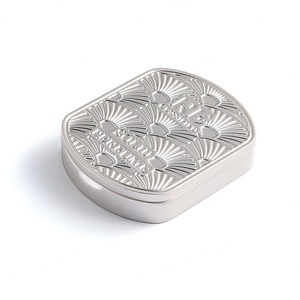 Hot Sell Fashion Silver Debossed Flip Top Metal Solid <b>Perfume</b> Box <b>Container</b> - Product Image 3