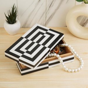 Home Decor Handmade Bone Inlay <strong>Box</strong> Baked Enamel Painted Wooden <strong>Jewelry</strong> <strong>Box</strong> Organizer for Keepsakes Trinkets - Product Image 6