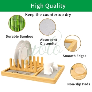 Estera de diatomita Estante de bambú con patas Plato de secado rápido Nuevos pies plegables grandes plegables <span class=keywords><strong>oll</strong></span> Up para encimera de cocina Piedra - Product Image 5