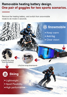 Lunettes de ski personnalisées Jiepolly Fabricant antibuée Lentille magnétique Vente en gros Uv400 Lunettes de snowboard chauffa